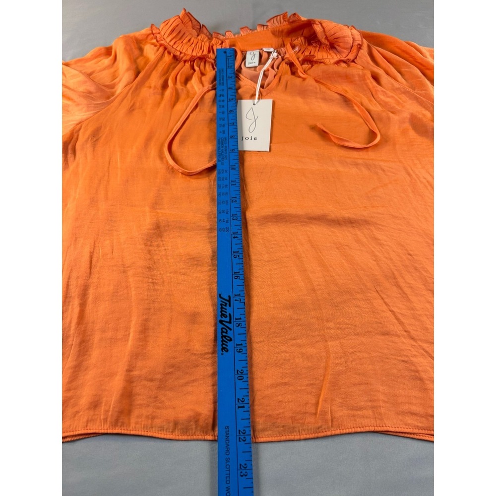 Joie Women XL Orange Peasant Blouse Ruffle Neck Boho Top Long Sleeve Peasant NWT - Picture 8 of 12